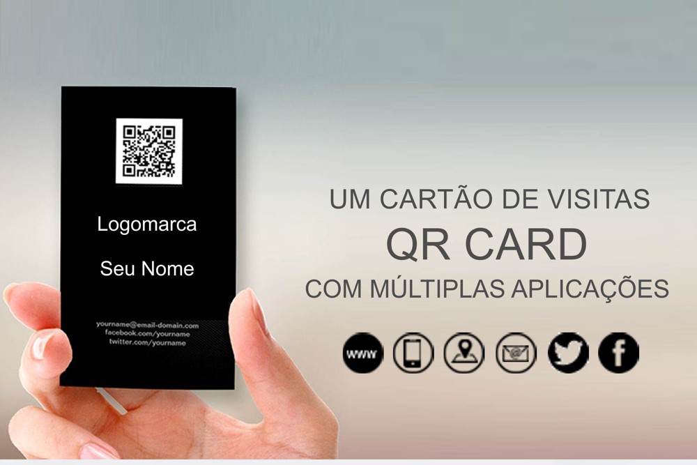 Cartão de visita com qr code design moderno, clean e elegante.