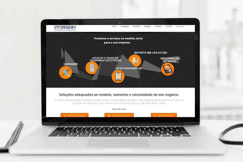 Desenvolvimento do site Inforserv Soluções em tecnologia